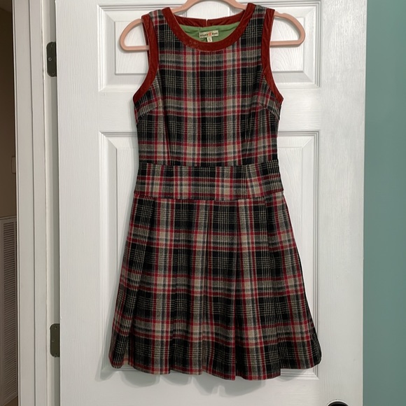 Altar'd State Dresses & Skirts - Altar’d State Wool Pleated Plaid Jumper Fully Lined with Velvet Trim Size Small
